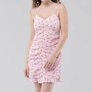 Hollister pink and red floral mini dress with tie adjustable straps